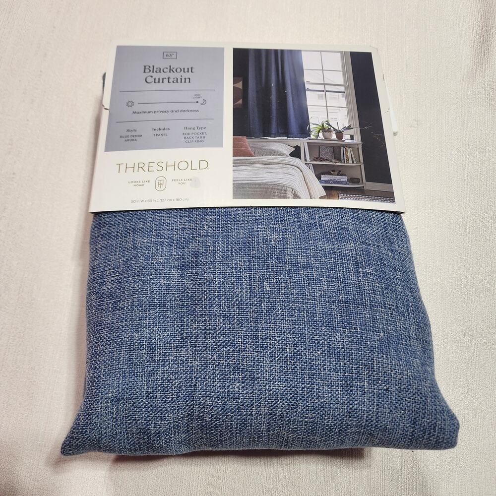 Threshold blackout curtain W50'' x L 63'' BLUE DENIM ARUBA
